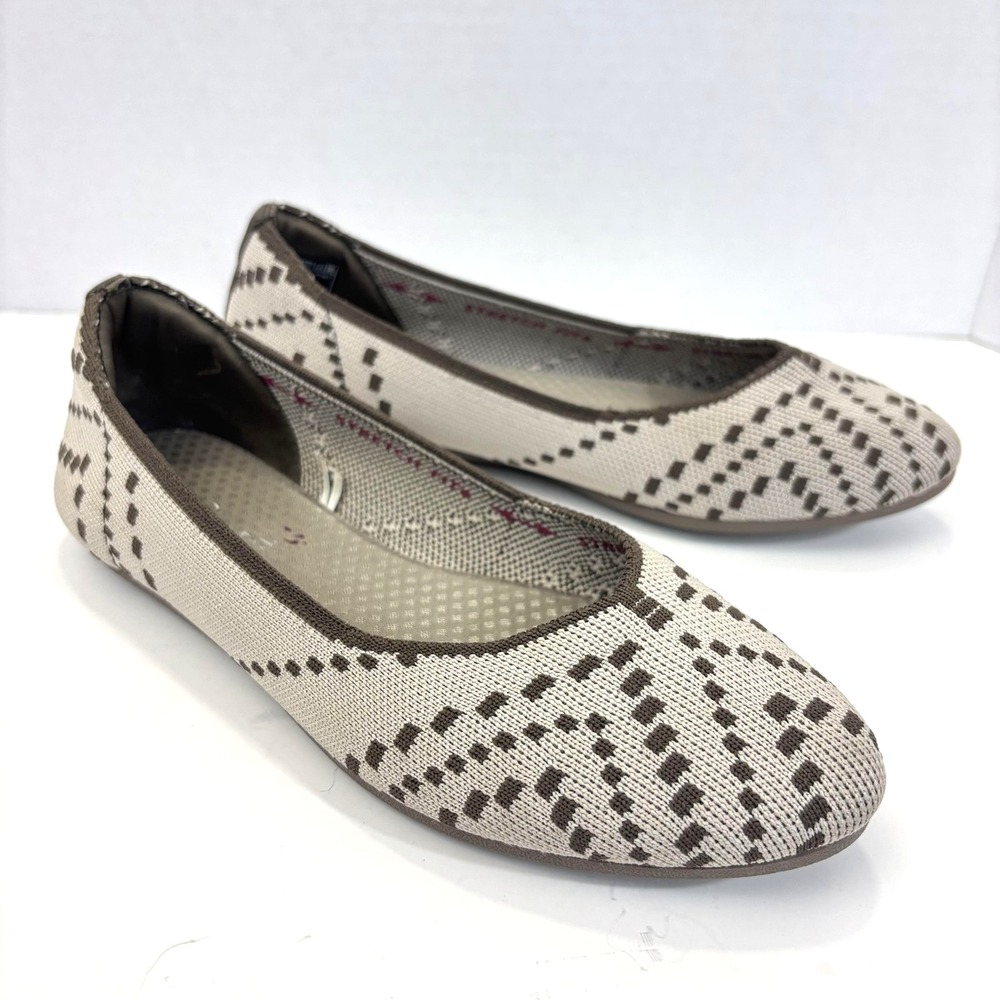 Skechers Knit Ballet Flats Shoes Womens Size 7 Brown Slip On Comfort Casual